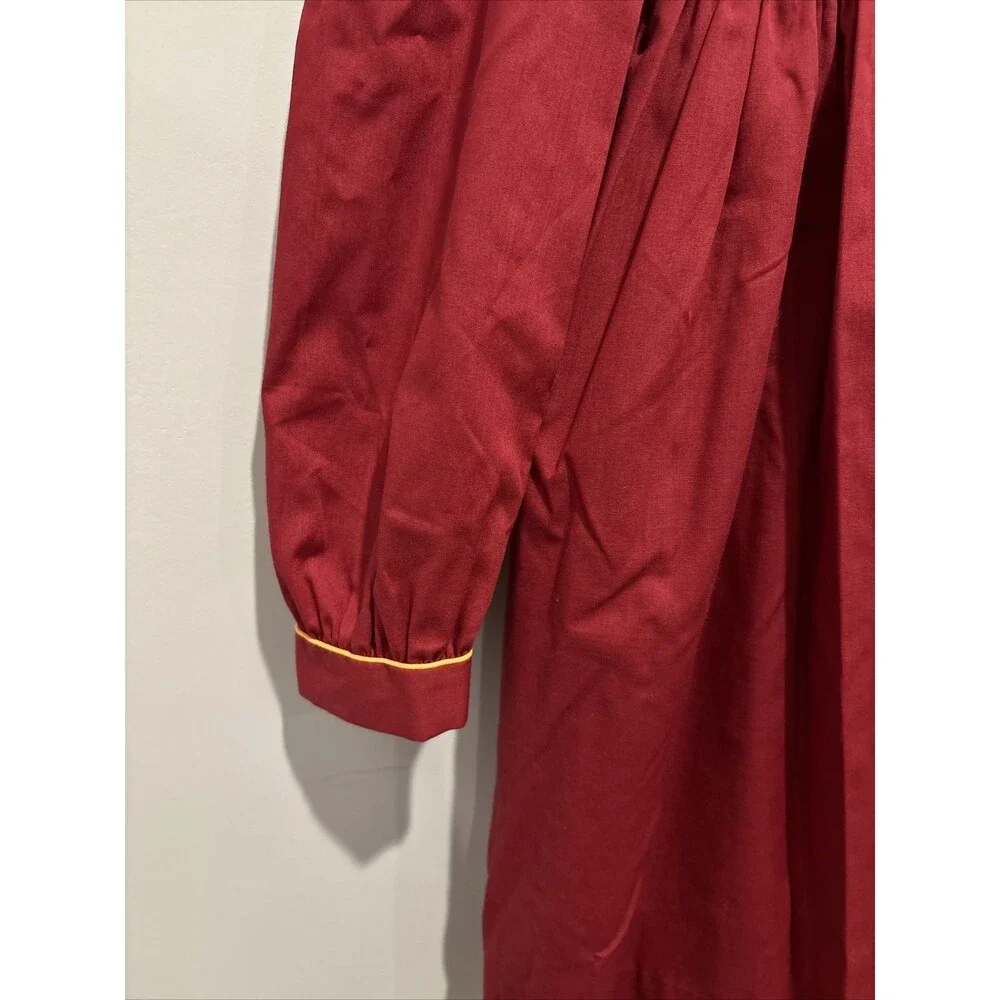 VINTAGE GIRL'S RED SMOCKED LONG SLEEVE DRESS - POLLY FLINDERS - SIZE 8